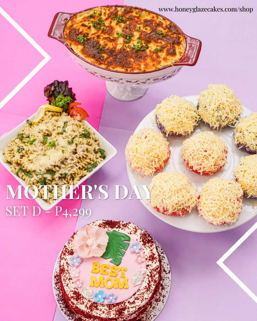 Mom Set D: Baked Salmon, Pasta, Cake, Ensaymada